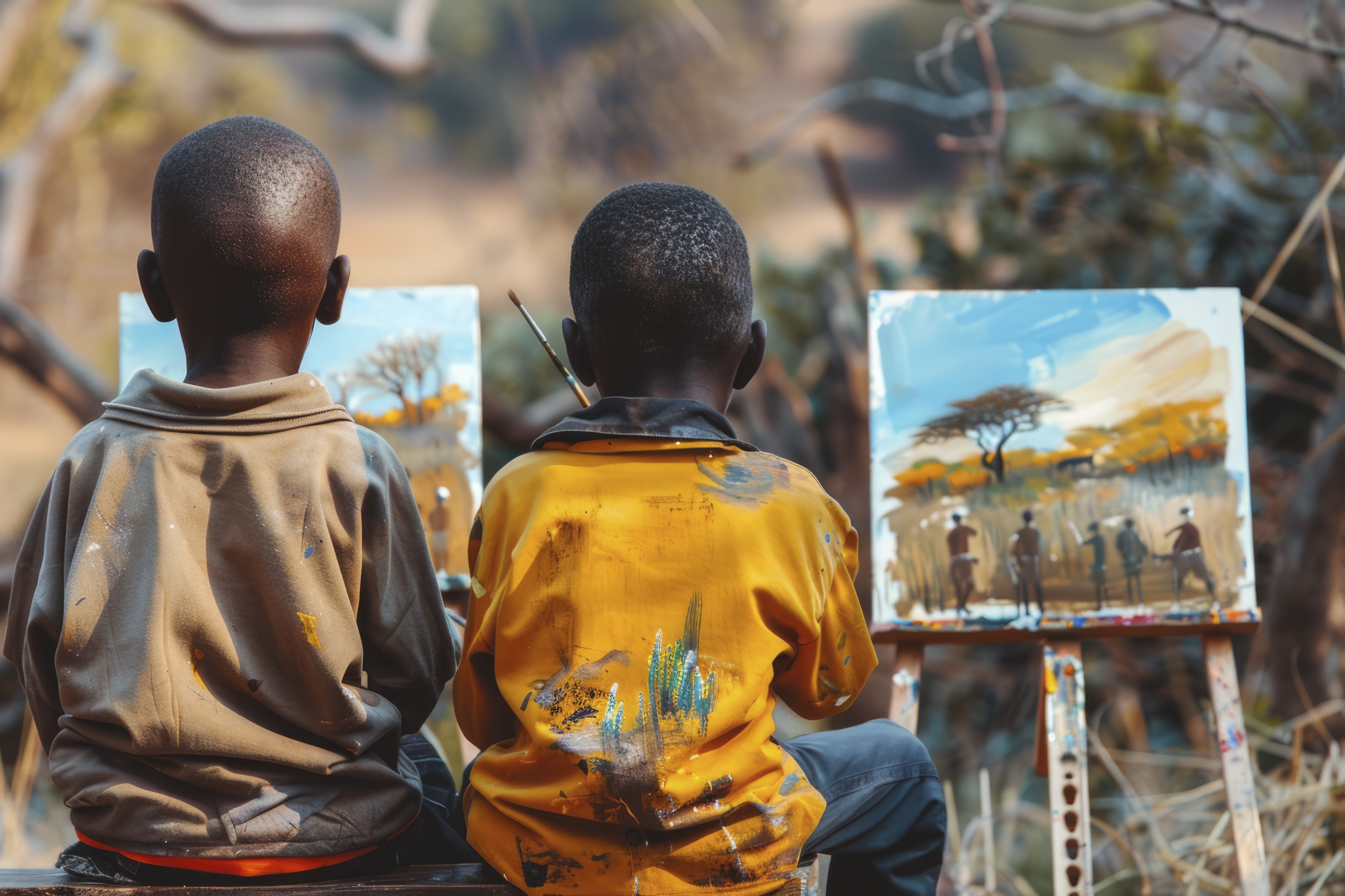 Children drawing at library
